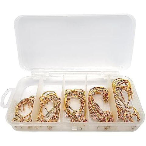 50pcs Fishing Worm Hooks High Carbon Steel Wide Gap Offset Saltwater Freshwater Extra Strong Circle Jig Worm Fishing Hooks for Bass Trout with Box Packed Silver #1/0-5/0 Cover