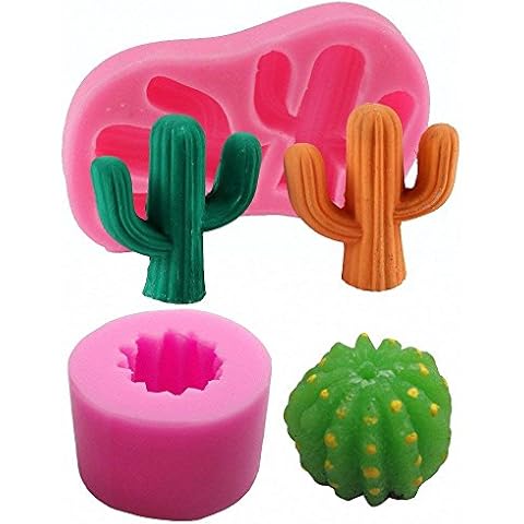 2-Pack Cactus Silicone Molds Set - MoldFun Cacti Mold for Fondant, Gum Paste, Chocolate, Candy, Candle, Polymer Clay Cover