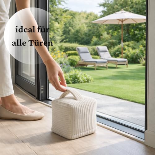 Türstopper sack 1,6KG beige in Cord | mit Griff | waschbarer Bezug | mit Reißverschluss | schwer | modern | Boden Sand sack | sack 2er Set