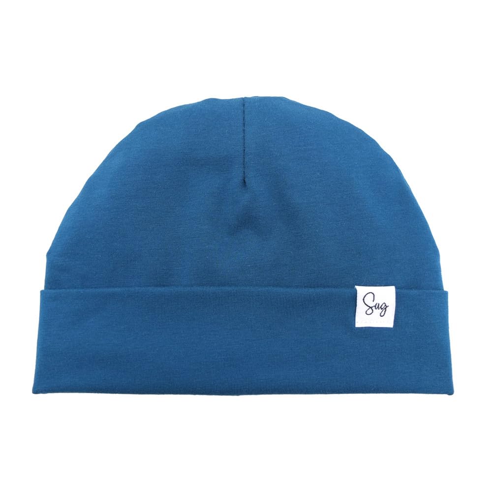 Sugarmelon Lightweight Jersey Beanie Hat for Newborn Baby Boys Girls Silky Satin Lined Hats Bonnet Toddler Infant Little Kids Beanies Caps (6-24M,Orig Teal)