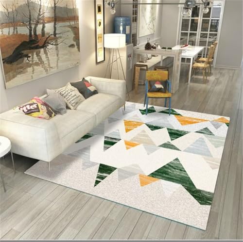 Tapis chambre bébé gris vert 120x170cm géométrique doux