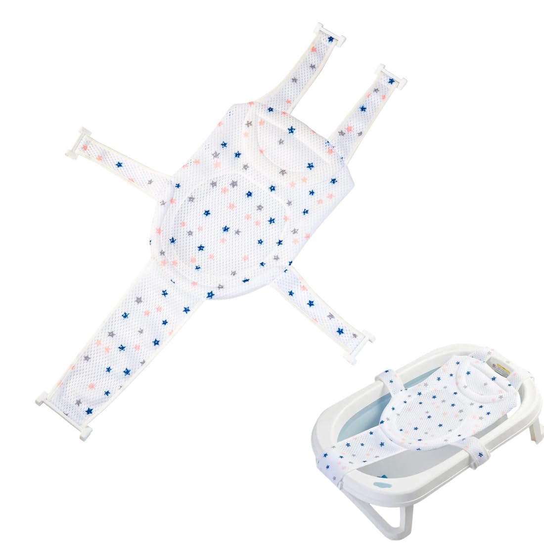 Cojín de baño para recién nacido, Asientos de baño, Inserto de asiento de red de baño, Soporte ajustable para asiento de baño, Reductor de bañera, Inserto de asiento de red de baño
