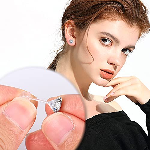Jstyle 6Pairs Clear Plastic Post Stud Earrings for Women Plastic Earrings for Sensitive Ears Cubic Zirconia Stud Earrings Set 3mm-8mm3