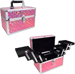 Maleta Para Maquiagem Porta Joias Bijuterias e Acessórios (ROSA CRISTAL)