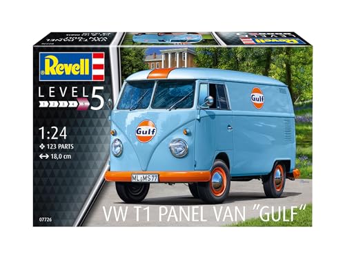 Revell 07726 VW T1 Panel Van (Gulf Decoration) 1:24 Scale Unbuilt/Unpainted Plastic Model Kit, Moulded colour, Mittel - Image 2