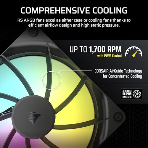 Image of CORSAIR RS140 ARGB PWM 140mm Fans Dual Pack - Simplified Control - Daisy-Chain 4-Pin PWM and +5V ARGB Connections - Concentrated AirGuide Cooling - Magnetic Dome Bearing