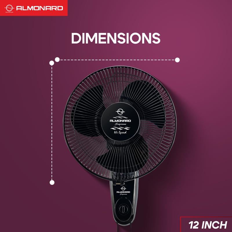 Image of Almonard |12 inch (300mm) Supreme High Speed Wall fan Black