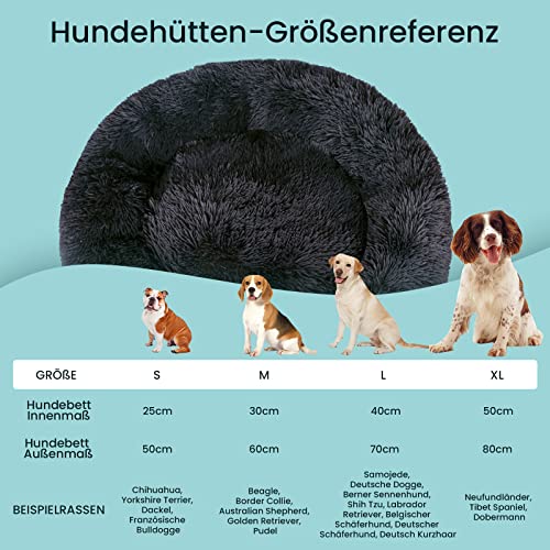 OKPOW Donut Hundebett Fuer Mittelgroße Hunde: Flauschig Welpenbett Rund Kuscheliges - Anti Angst Katzenbett Comfy - Plüsch Haustierbett Waschbar