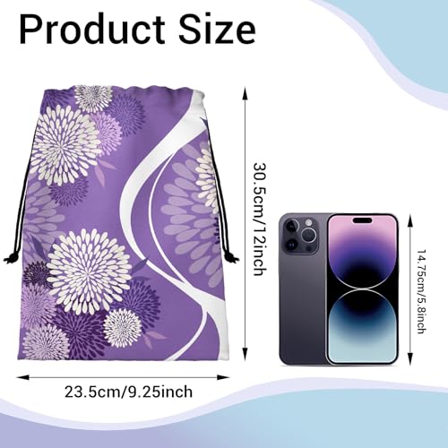 Image of Abstract Flower Gymnastics Grip Bag Purple Drawstring Gym Storage Pouch for Holding