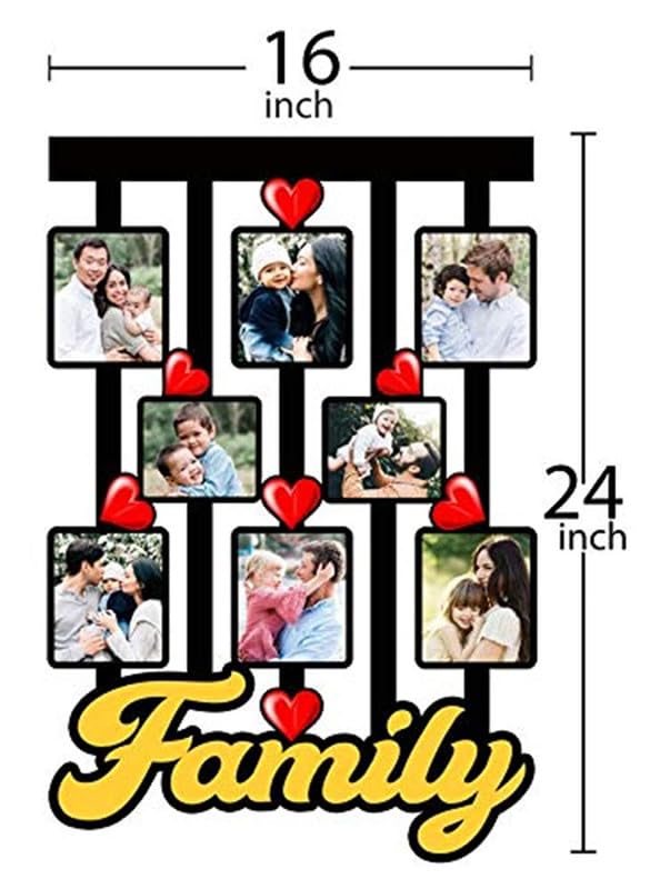 Image of Shri Kant Art Family Photo Frame Collage Wall Decor | Multi Photo Hanging Frame with Heart Design | Personalized Family Memories Display