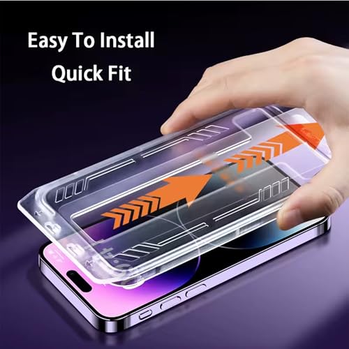 Image of amazon basics [Auto Align Quick Fix Tempered Glass Screen Protector for iPhone 17 Pro Full Screen Coverage Edge to Edge 9H HD Glass with Easy Installation Kit. Clear