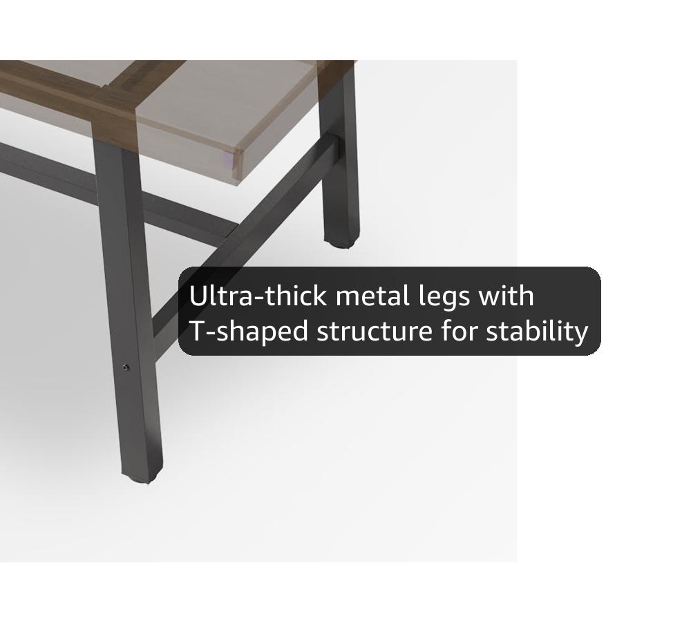 GarveeHome Industrial Dining Table for 6-8 People, 70.87 in Long Wooden Kitchen Table with Sturdy Metal Frame Rustic Brown Finish (Brown, 70.87 in Long)