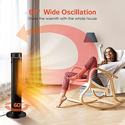 Air Choice 36 1500W Space Heater for Large Rooms – 4 Modes, Adjustable Thermostat, 3D Flame, Timer, Oscillation, and Remote Control