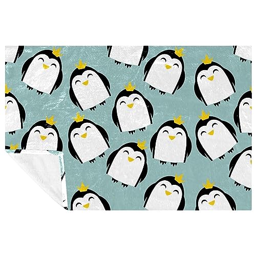 Couverture douce Happy Penguin Princes 150x100 cm pour lit et canapé