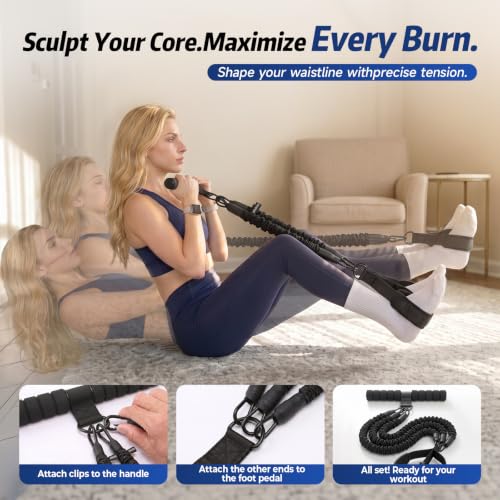 Image of Pedal Resistance Band with Handle, 90LBS Adjustable Exercise Band | Full-Body Resistance Exercise,Adjustable 30 /60 /90LB,Portable Equipment,Multiple Colors