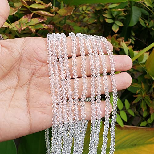 Image of 4mm Rondelle White Glass Beads for Jewelry Making, Faceted Briolette Crytal Spacer Beads for Bracelet Necklace Earring, 1200pcs