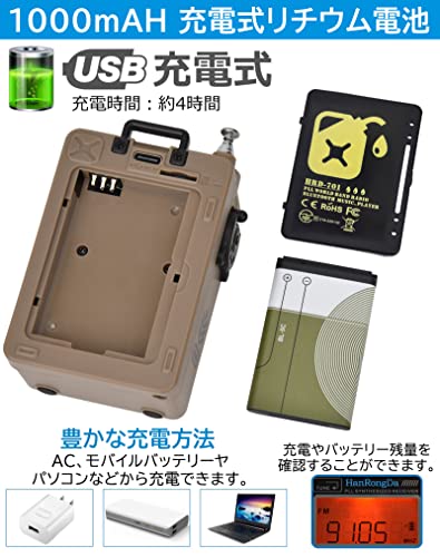 HanRongDa ポータブルFMラジオ HRD‑701(5)