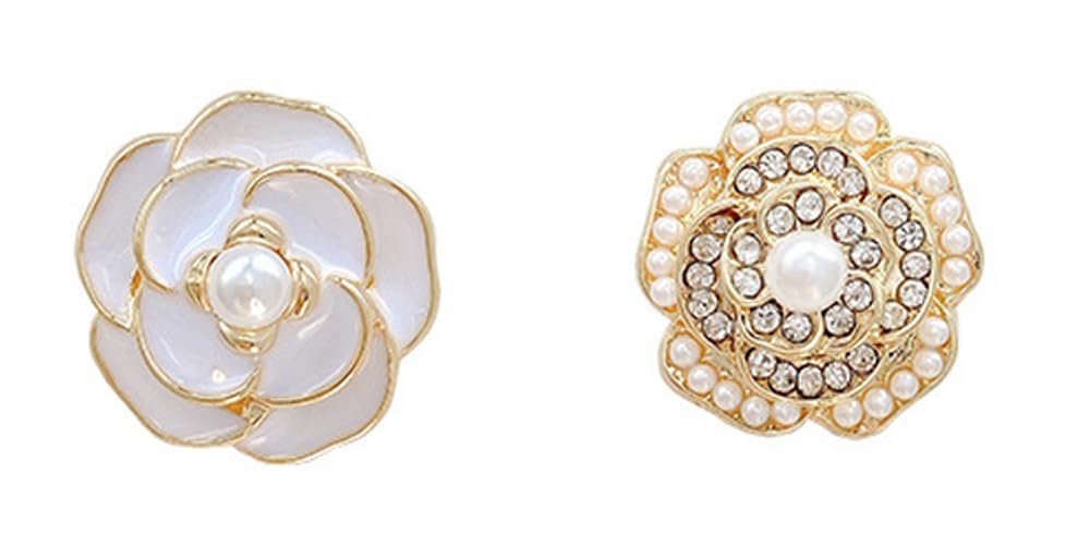 Yoshow925 Sterling Silver Stud Earrings Hypoallergenic Flower Stud Earrings for Women Teens Young Lady Pearl Earrings White Black Floral Earrings