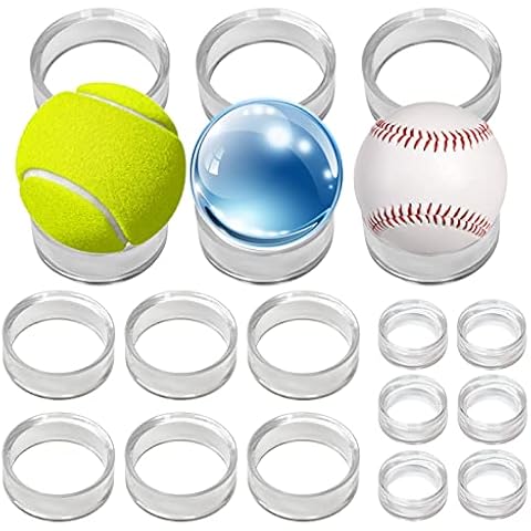 TERDEWE (18 Pack) Baseball Display Stand,Spheres Holder,Clear Baseball Ring,Sphere Stand,Round Display Stand for Golf Ball,Baseball, Softball, Tennis Ball, Spheres, Marbles (Small, Medium, Large) Cover