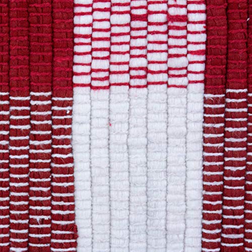 Dii Buffalo Check Rug Collection, Hand Dyed Reversible Chindi Rug, 26X40, Red #TOP1