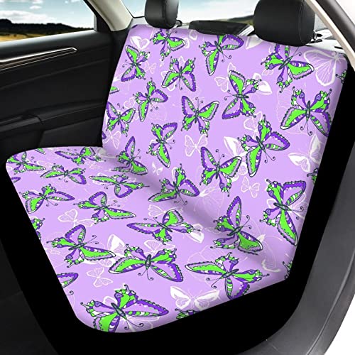 Image of Modysero Purple Butterfly Print Car Seat Cover Full Set Novelty Soft Elastic All Season Automotive Seat Cover for Women Universal Auto Seat Cover Accessories Fit Most Cars Vehicles