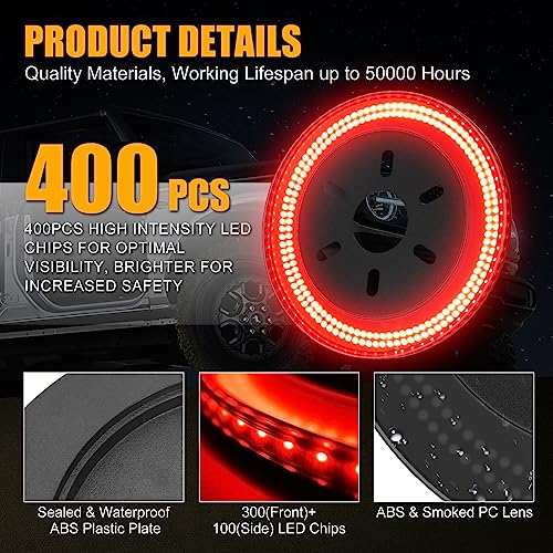 CAFOPAR 400PCS LED Spare Tire Brake Light For Fo-rd Bronco 2021-2024,Plug&Play 3-Sided Bright 3rd Third Brake Light,Red Bronco Accessories - Image 6