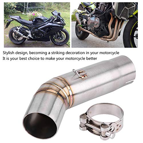Qiilu Motorcycle Full Exhaust System Vent Middle Pipe Connect for für GSX- R600/GSX-R750 2008