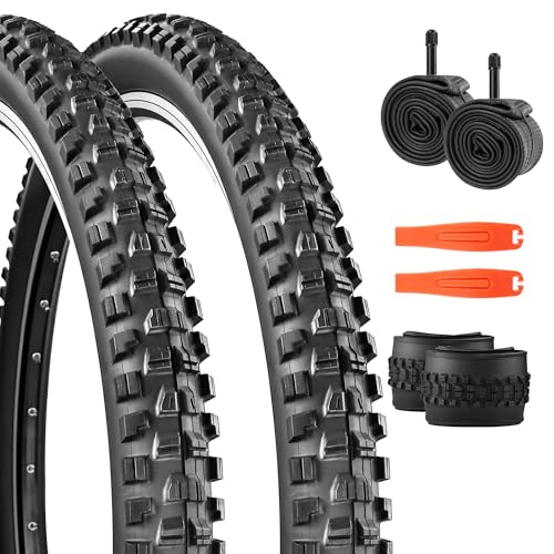 WEEROCK 26 x 2.3 (57-559) MTB Bike Tire Two Pack 26 Inch Tires Folding Bead Replacement Tyre, 2.3 Inch Wide Mountain Bicycle Tires with Inner Tubes for 26' Bicycles, Black