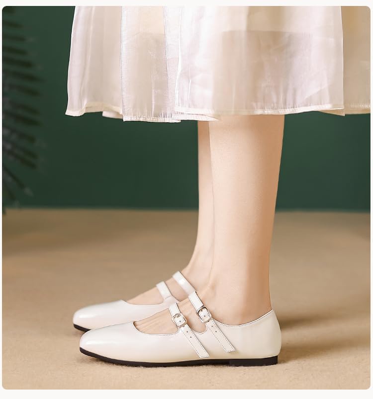 Womens Mary Jane Flats, Comfortable Business Office Dress Shoes for Women Dressy and Work with Ankle Strap Wedding Shoes