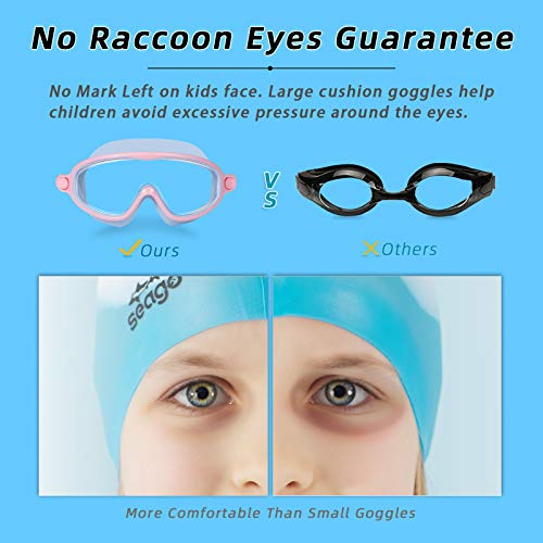 Image of Seago Swim Goggles 2 Pack Anti-Fog Anti-UV Wide View Swimming Goggles for Kids 3-14