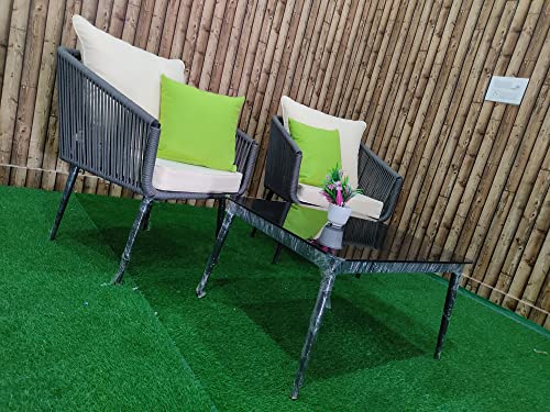 Image of LOCCUS 3-Piece Outdoor Patio Furniture Wicker Bistro Set, All-Weather Rattan Conversation Chairs for Backyard, Balcony and Deck with Soft Cushions, Glass Side Table(Grey and Beige)
