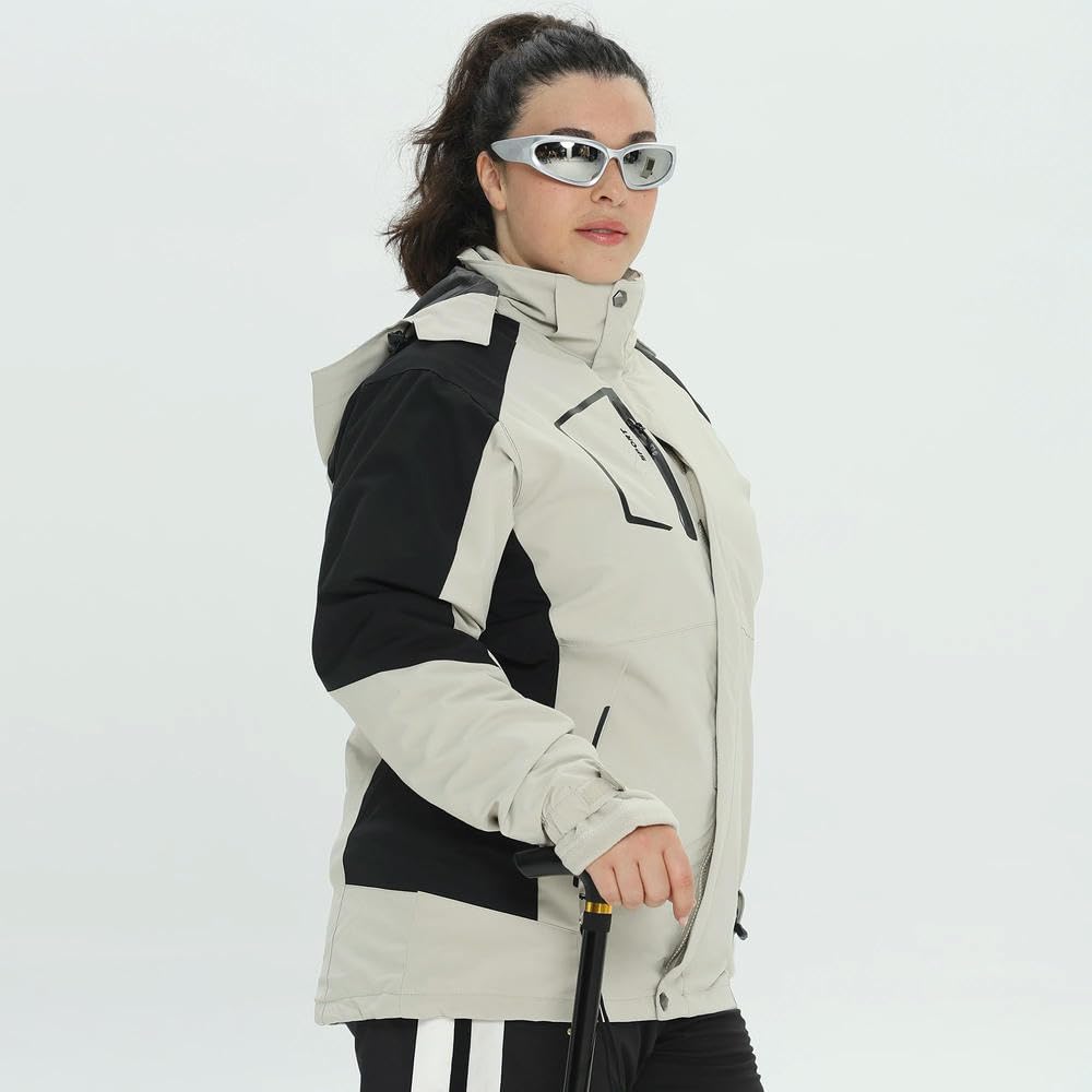 DYRBF Inverno Caldo Sci Hoodie Set Impermeabile Antivento 3 in 1 Giacca Snowboard Abbigliamento Indossare Signore Cappuccio In Pile Plus Size parka