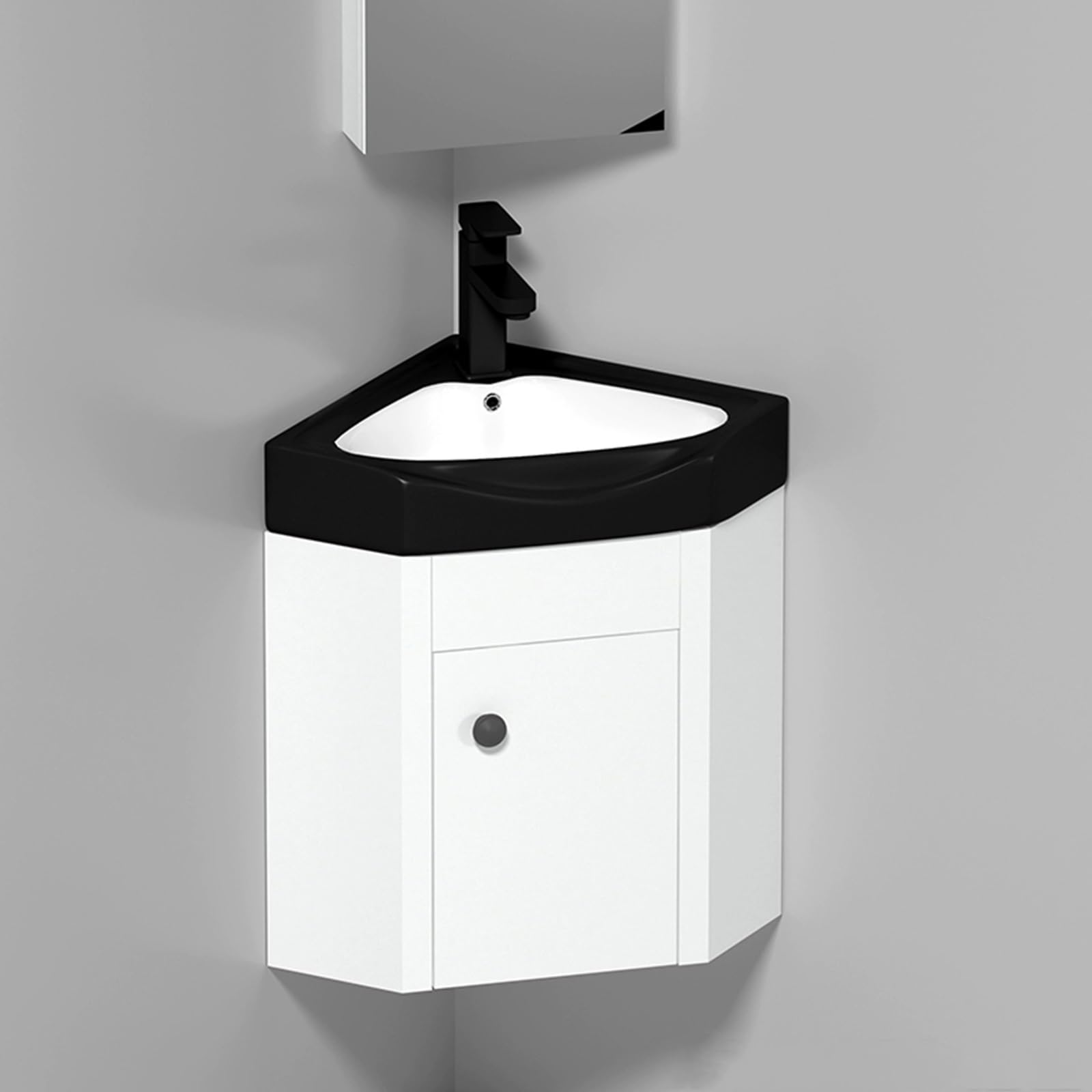 DFGHNBVC Space-Saving Wall-Mounted Bathroom Vanity Set With Ceramic Sink, Chrome Faucet Drain For Compact Areas,Black - 38X38Cm