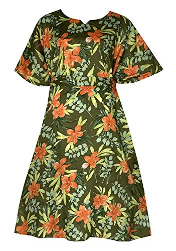 Decoraapparel Kaftan Dresses for Women Casual House Dress Plus Size Summer Robe Lounger wear moo moo Caftan Gown (Green Orange Yellow, 3X Plus)
