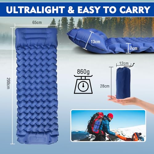 Matelas gonflable de camping imperméable portable avec pompe