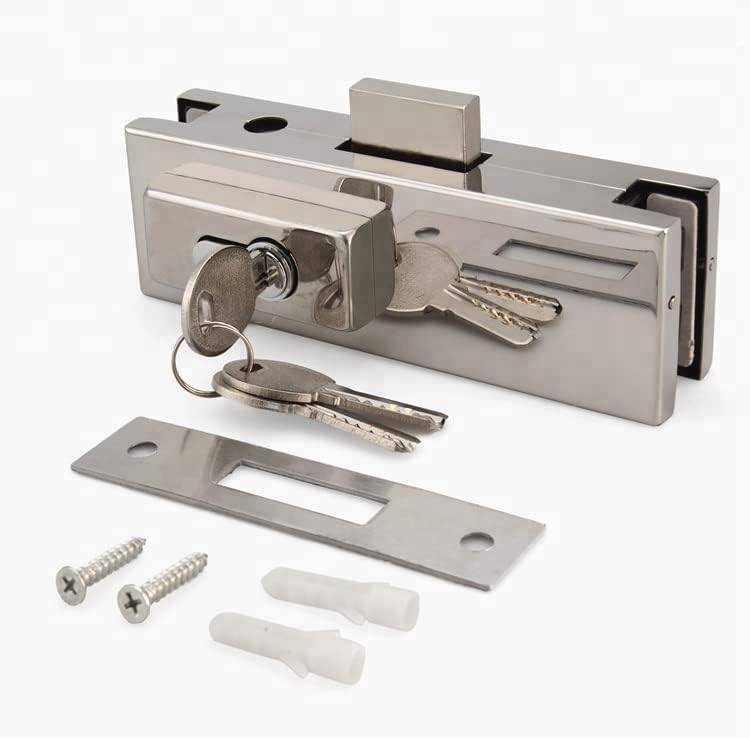 VICTAC Heavy Duty Stainless Steel Bottom Corner Lock for Glass Door Thickness 10 mm to 12 mm with 3 Keys Out Side & Knob Inside - Steel Finish Pack of 1 (Glass to Floor)-image-9