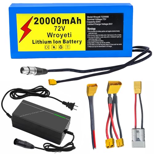 72V 20Ah 60A BMS Battery 72V Lithium Ion Electric Ebike Battery with XT90...