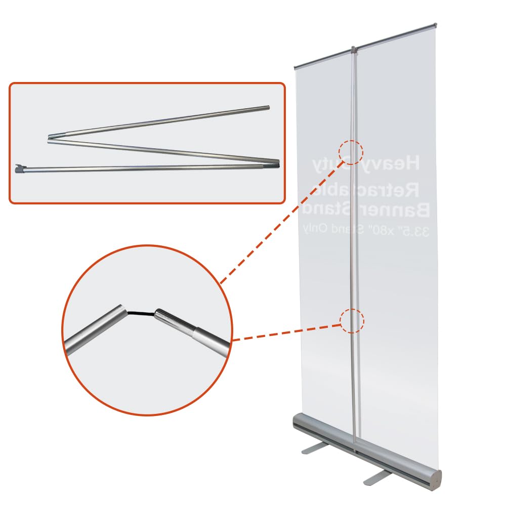 Soporte retráctil resistente de 33.5 x 80 pulgadas, soporte portátil de aluminio con bolsa de lona acolchada para exhibiciones de ferias comerciales (solo soporte)