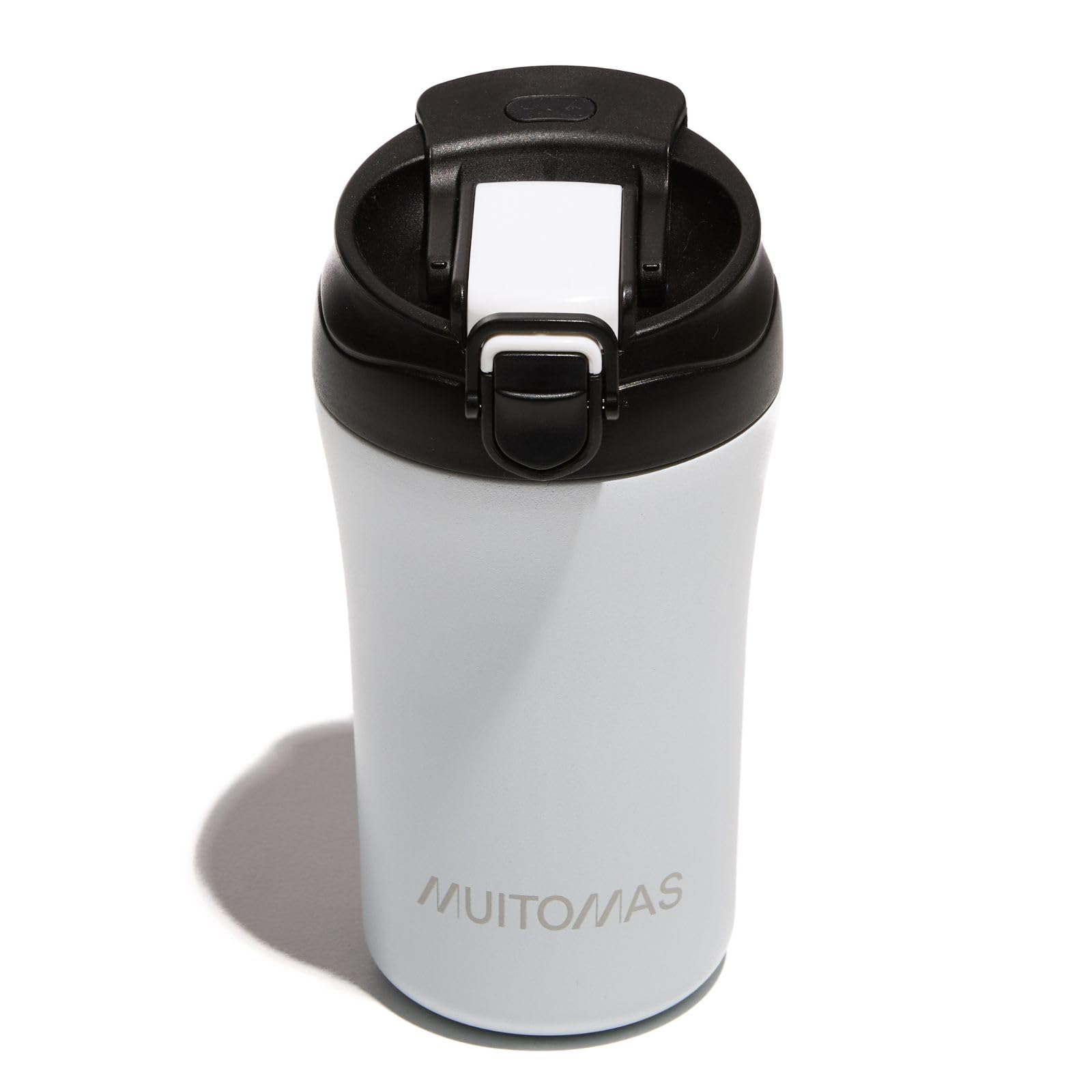 Muitomas, Thermal Mug with Lid, Thermal Coffee Mug for Hot and Cold Drinks, Made of Steel, Practical and Portable, Capacity 350 ml, White