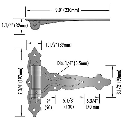 National Hardware N346-200 V6220 Truclose Decorative Spring T Hinge In Black, 7-3/4" X 8-1/2", 2 Piece #TOP3