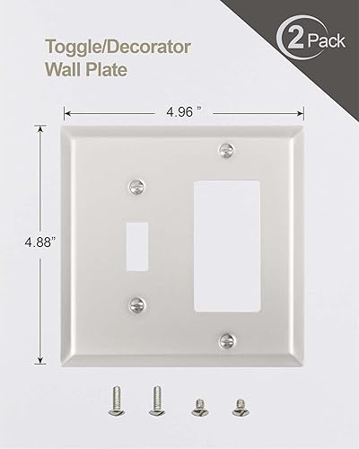 Miniatura 6 de ZILLSEA Paquete de 4 cubiertas de tomacorrientes, placas de pared de metal para enchufes eléctricos, interruptores de luz, placa de cubierta de toma