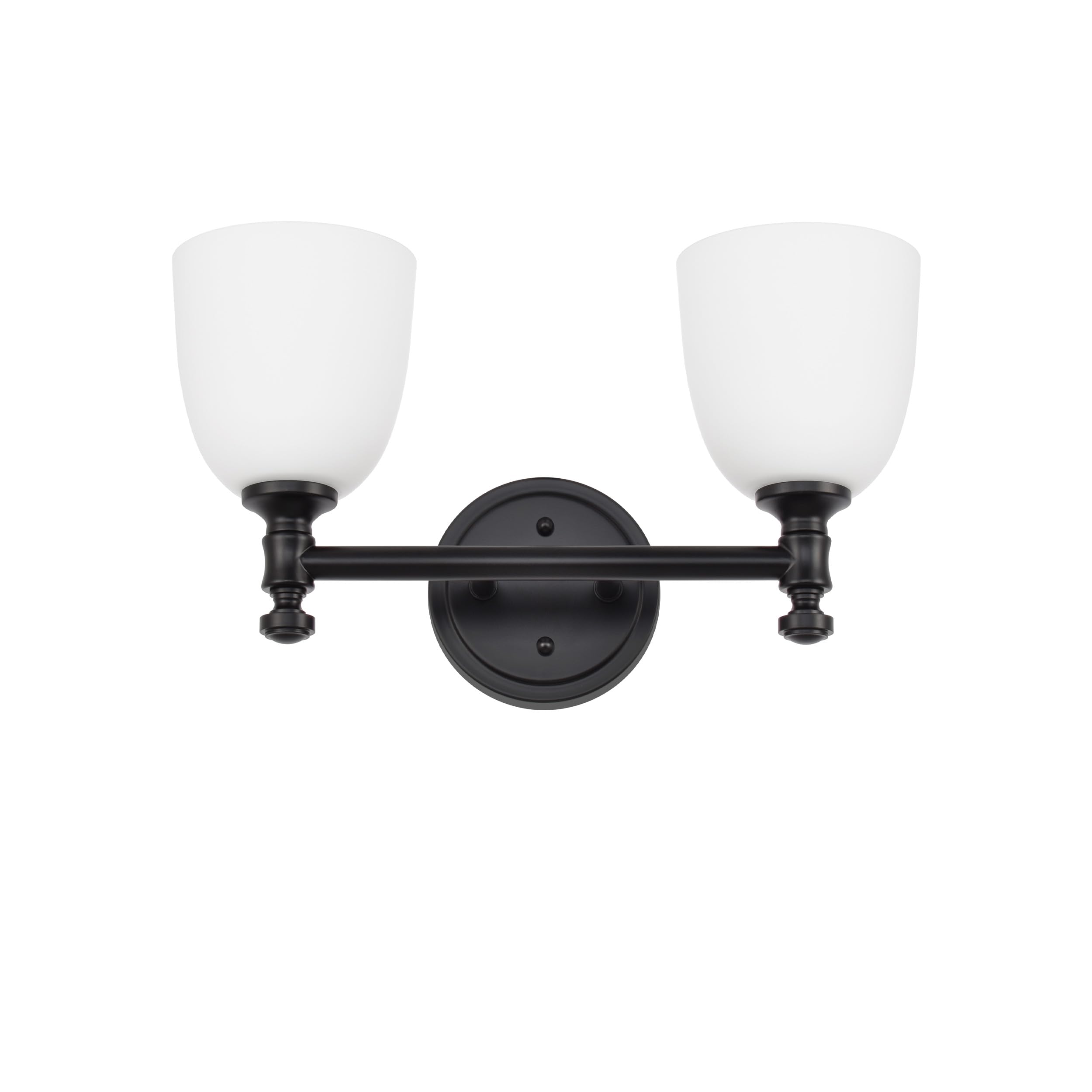 Ntsunxeko 2-Light Bathroom Vanity Light – Polished Nickel, Milk White Glass Shades, Over Mirror Fixture