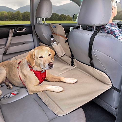 Kurgo Pont arrière, Sépare et prolonge la banquette arrière, donne plus d'espace aux chiens, Imperméable et réversible, Noir/Beige Cover