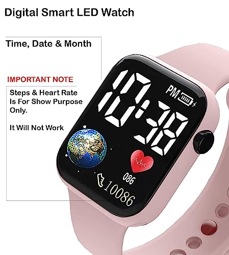 Image of GOLDENIZE FASHION Waterproof Digital LED Slim Round and Square Touch Colourful Display Wrist Watch for Boys & Girl's Stylish Kids Birthday Gift Digital Watch Combo of 2 Watches