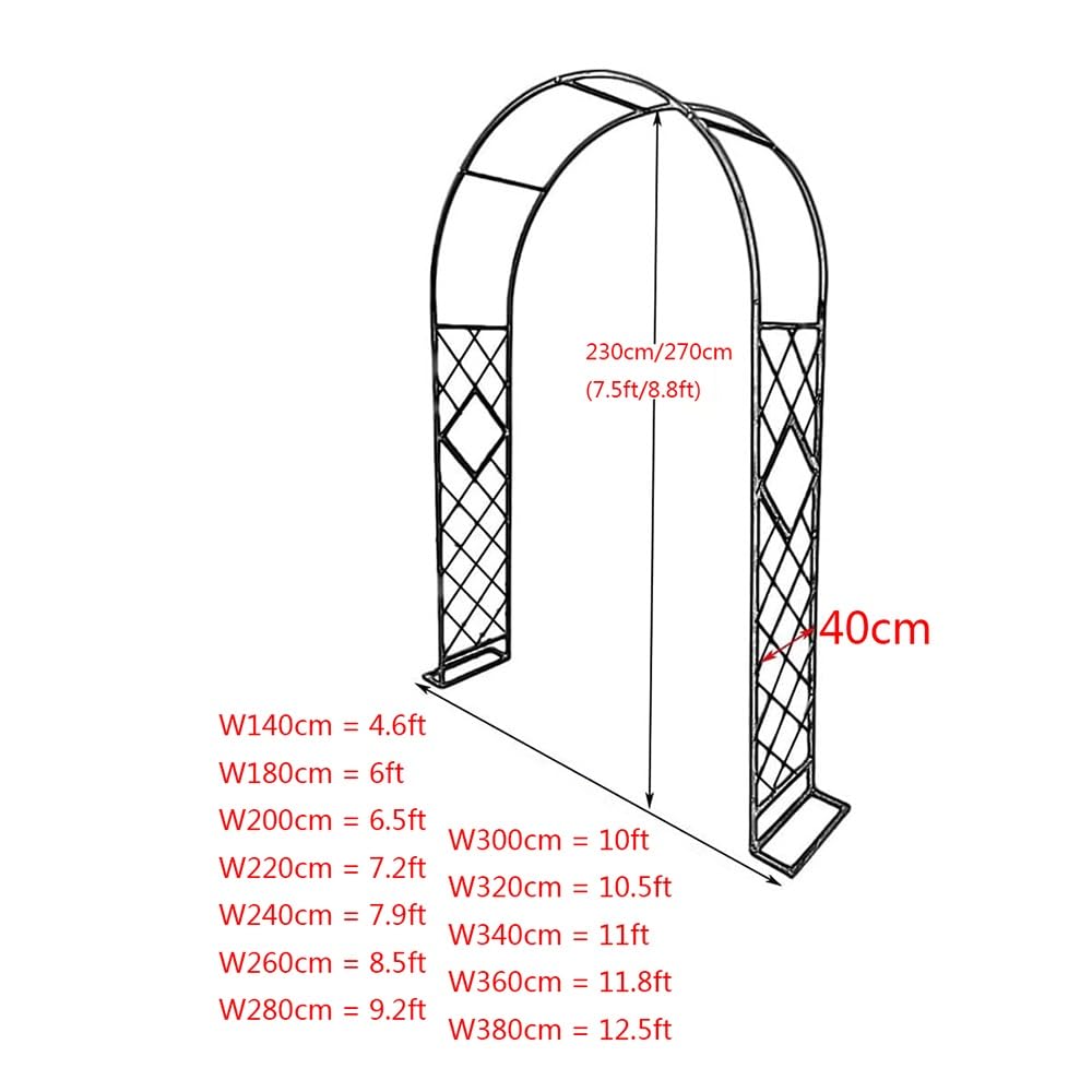 Arceau à Rosiers pour Plante Grimpantes, Large Arche de Jardin Support avec Cadre en Acier, pour Plantes Grimpantes,Pergola De Gloriette Fer Forge, Résistant Aux Intempéries (Couleur : Brun, Taille