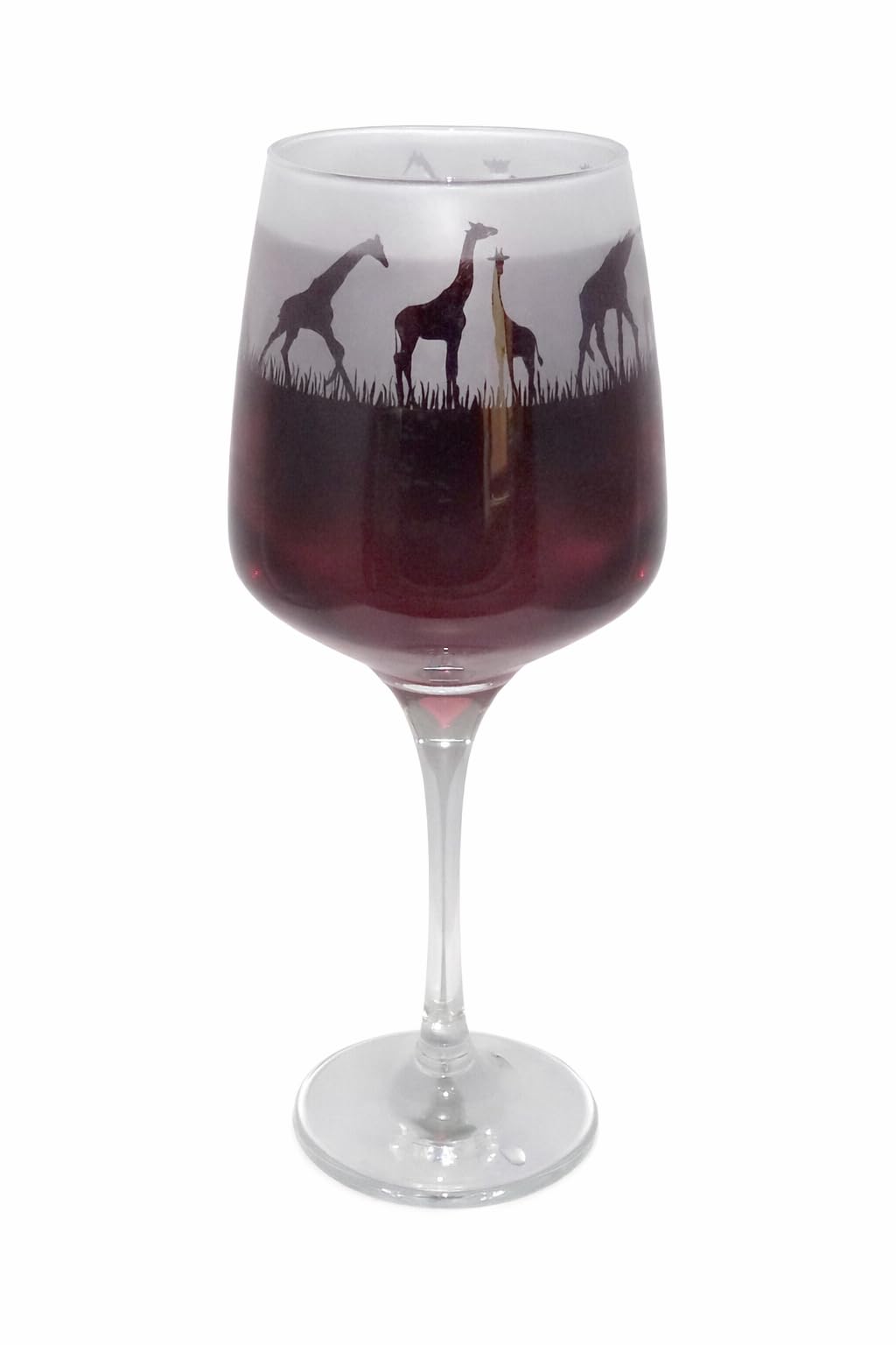Beautiful 'Giraffe' Hand Etched Stemmed Wine Glass - Lovely Giraffe Gift!