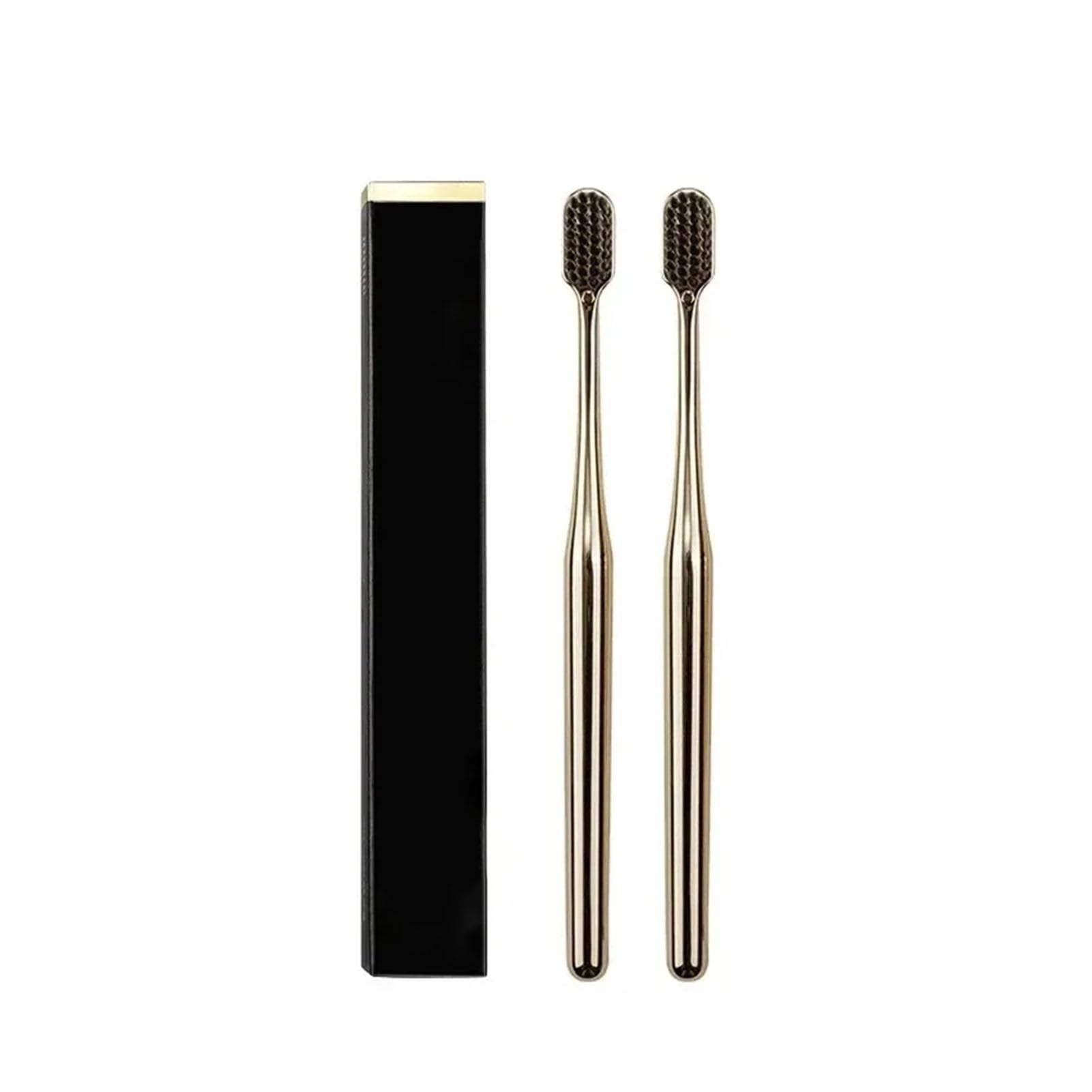 Kunyos Men's 2Pcs Gold Bk Manual Toothbrush 1/2/3/4Pcs Gold Toothbrush Luxury Soft Teeth Brush Wo Adult Toothbrushes Electroplated Brushes Brush(2Pcs Gold Bk)