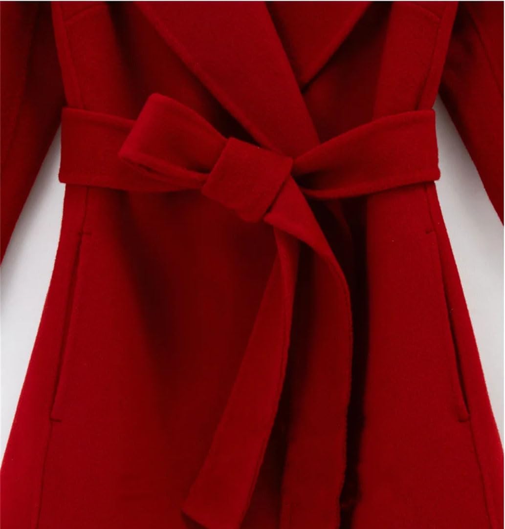 Abrigo largo de doble cara con bolsillos para mujer, abrigo largo con cinturón, gabardina de oficina y trabajo