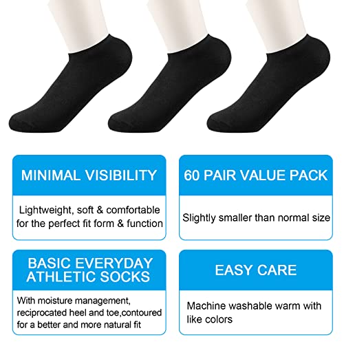 Image of Syhood 60 Pairs No Show Socks Bulk Low Cut Socks for Men Women Unisex Thin Cotton Boat Liner for Homeless Casual Sports Tab