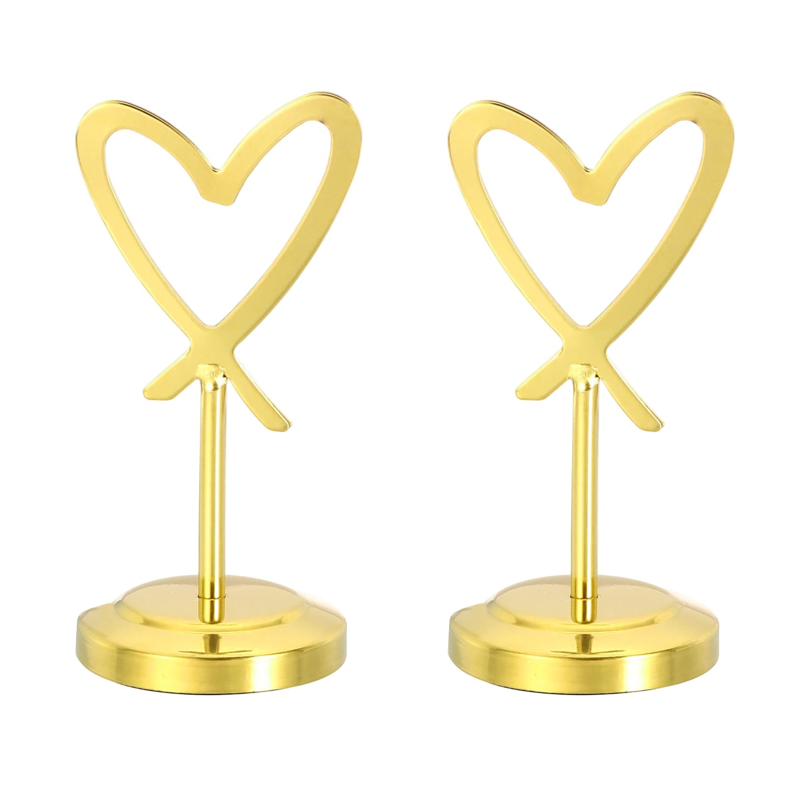 PATIKIL Stainless Steel Table Number Holder, 105 x 52 mm Mini Place Card Holders Heart-Shaped Table Sign Holders for Restaurant Hotel Cafe Wedding Party Office, Gold
